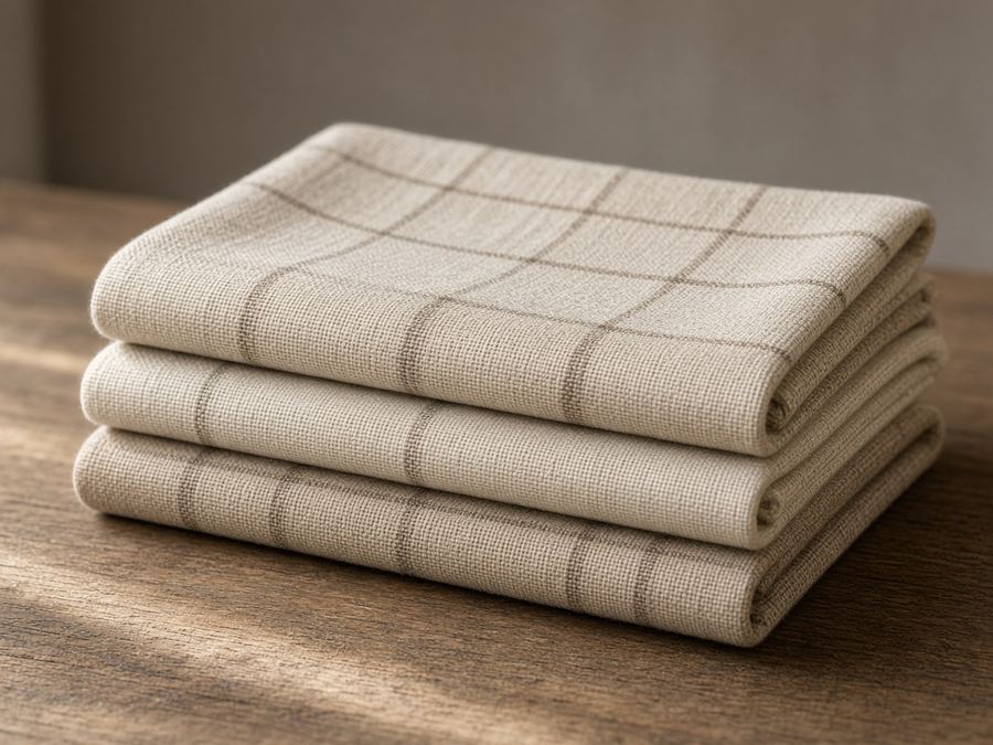 A cotton-linen check cloth for everyday table use.
